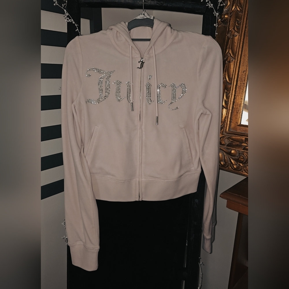 Juicy Couture Cream Hoodie with Silver Accents